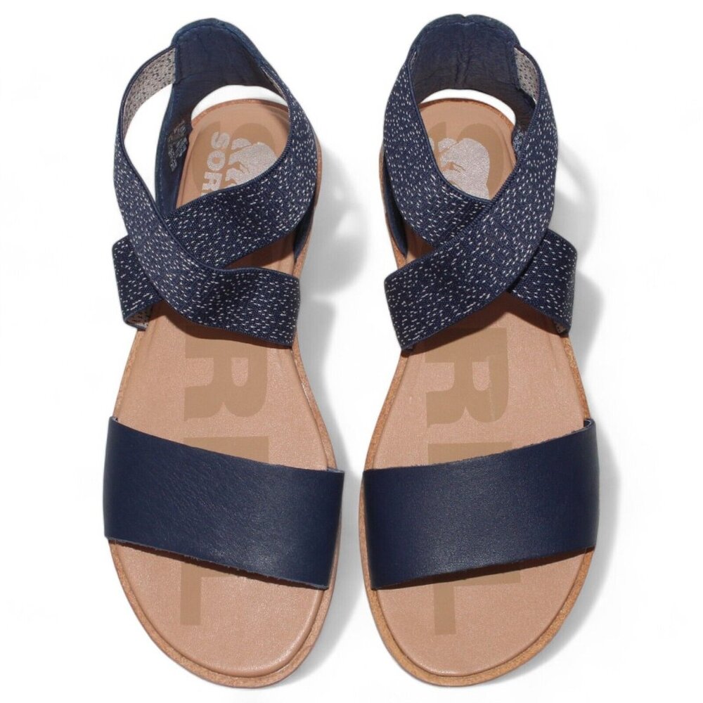 SOREL Women's Ella II Leather Sandals, Nocturnal Blue Multiple Size US 6.5 NEW - Picture 7 of 12